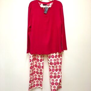 Twin Boat Flannel Cotton Long Sleeve Pajama Set XL Pink Cozy Casual Loungewear